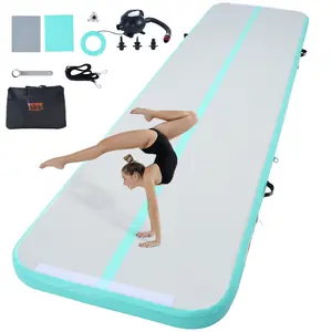VEVOR Gymnastics Air Mat, TikTokShopBlackFriday, 4 inch Thickness Inflatable Gymnastics Tumbling Mat, Tumble Track with Electric Pump, Training Mats for Home Use/Gym/Yoga/Cheerleading/Beach/Park/Water