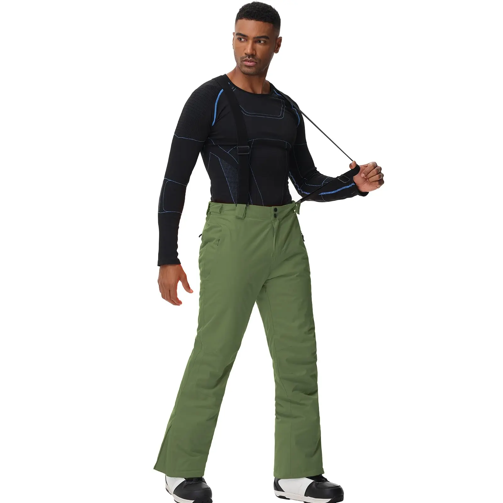 YEEFINE Men's Insulated Snow Ski Pants Waterproof Outdoor Snowboard Bibs with Suspenders