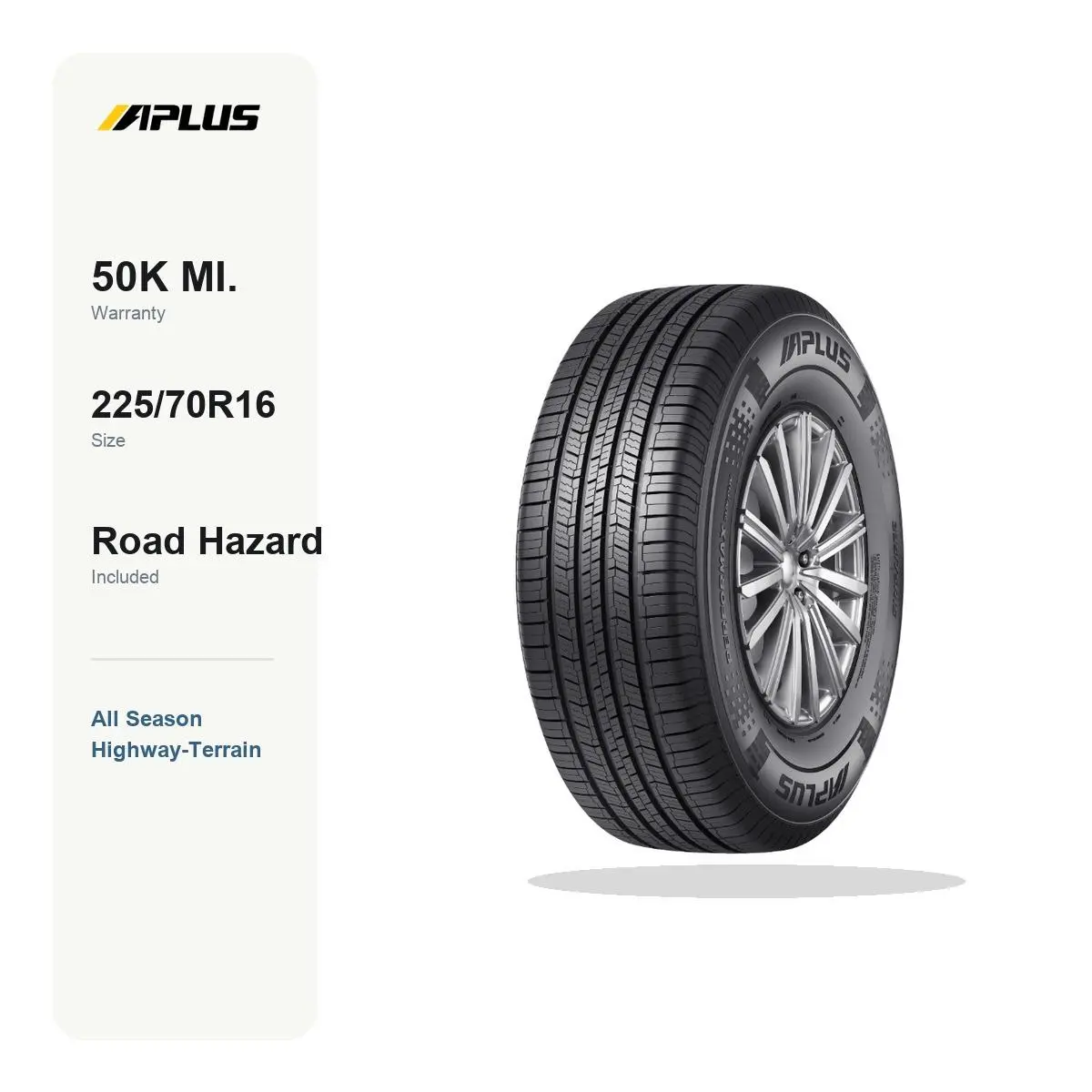 APLUS PERFORMAX SUV/CUV 225/70R16 103H | All Season Tire, Highway-Terrain, SL Load Range, 50K Mile Warranty, Road Hazard, Fits select Jeep Cherokee, Ford Escape & more, For Sedan/Crossover/SUV