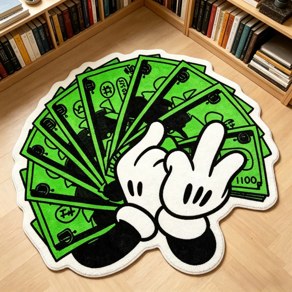 Irregular Shape Cartoon V-Hand Gesture Decorative Irregular Design Rug, Washable Soft Plush Carpet, Creative Artistic House Decor Rug, Decorative Rugs for Living Room, Bedroom, Office