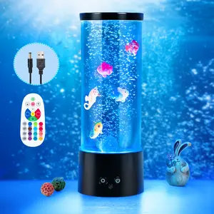 12-inch -/- ( Not Included) Bubble Fish Aquarium Lamp with Control, RGB Color-Changing LED Fish Tank Night Light, 4 Modes & Sensory Calming Mood Light for Bedside, for, for /s –