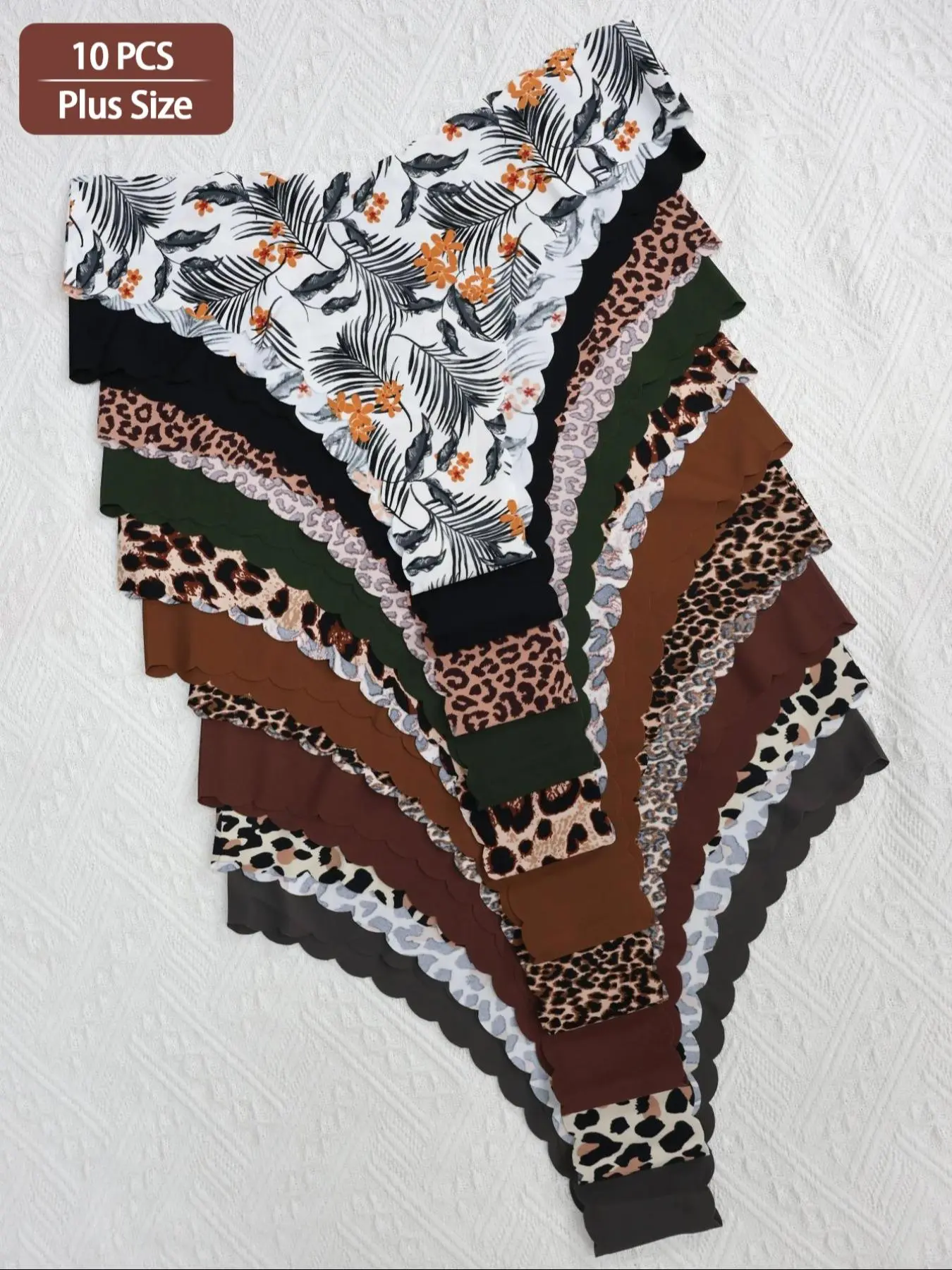 [Plus Size] Panty, Soft Comfy Breathable Seamless Fabric Print Knicker for Daily Wear, Women's Underwear for All Seasons, Fitted