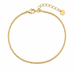 Luxury Dainty Gold-Plated Beaded Anklet - Adjustable, Waterproof Chain Anklet for Beach, Everyday Wear