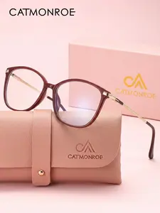 CATMOROE Fashion Blue Light Glasses Women Oversized Square Shape PC Material Frame, Pink Transparent Gradient Eyewear, Anti Blue Ray Computer Glasses for Eye Strain, Work, Screen Time, Gaming, Reading, Daily Wear and Durable