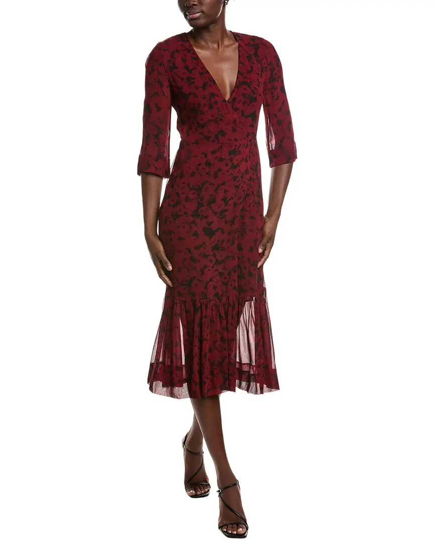 GANNI Printed Light Georgette Wrap Midi Dress