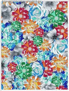 Chiffon Printed Flower Power Pleated Woven Fabric by the Yard Large Floral Print Sheer Rose Daisy Dress Fabric Top Fashion Apparel Sewing