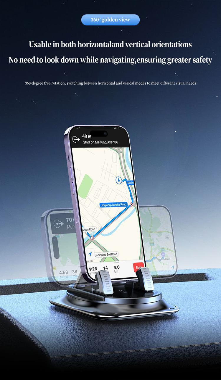 【FathersDayGift】Car phone holder 360 degree rotation, suitablefor car navigation in-car dashboard, horizontaland vertica screen adjustment angle,suctioncup fixed non-slip mobile phone holdersuitable for iPhone and Android