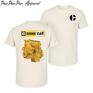 CAT 3406E Engine T-Shirt, Vintage Truck Mechanic Graphic Tee, Diesel Engine Streetwear Gift for Men USA Cotton Menswear