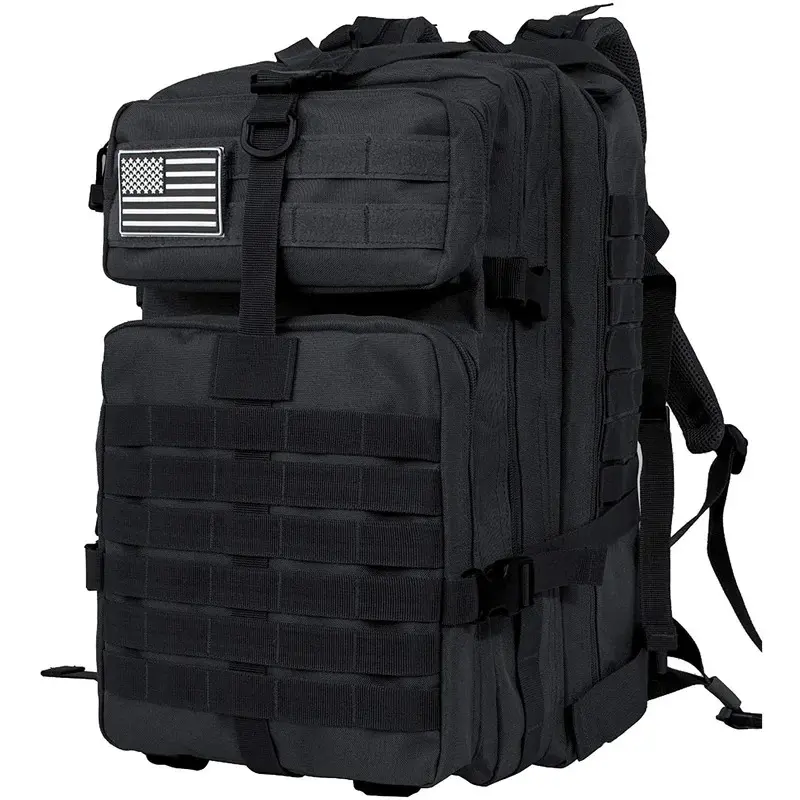50L Hiking Backpack, Tactical High-Capacity Rucksack for Outdoors, Camping, and Travel, Unisex with Hook-and-Loop Flag Attachment, Hook-And-Loop Fastener, Flag Patch