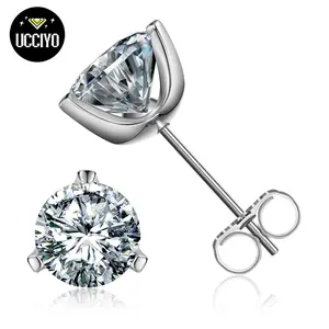 【#E50】UCCIYO Lab-created moissanite Earrings For Women S925 Sterling Silver Stud Earring Men Hip Hop Jewelry Couple Gift