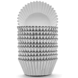 200 Pcs Silver Foil Cupcake Liners Standard Baking Cups Muffin Paper Cases