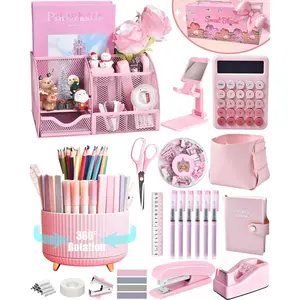21 count  Desk Organizers and Accessories With Mesh Desk Organizer and 360?Rotating Pen Holder and a Lot of Office  Office Supplies Beautifully Presented in a  Box