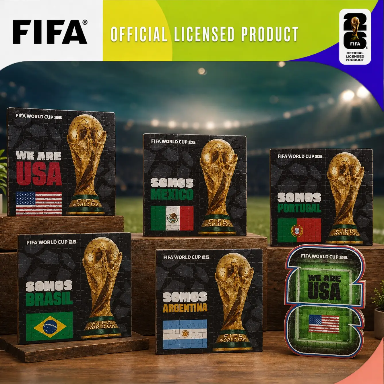 FIFA World Cup 2026 Country Series Wooden Puzzle for Adults, 200pcs Officially Licensed Soccer Collectible Gift for Fans, Irregular Shape Wooden Jigsaw Puzzle campingessentials tiktokshopbacktoschool
