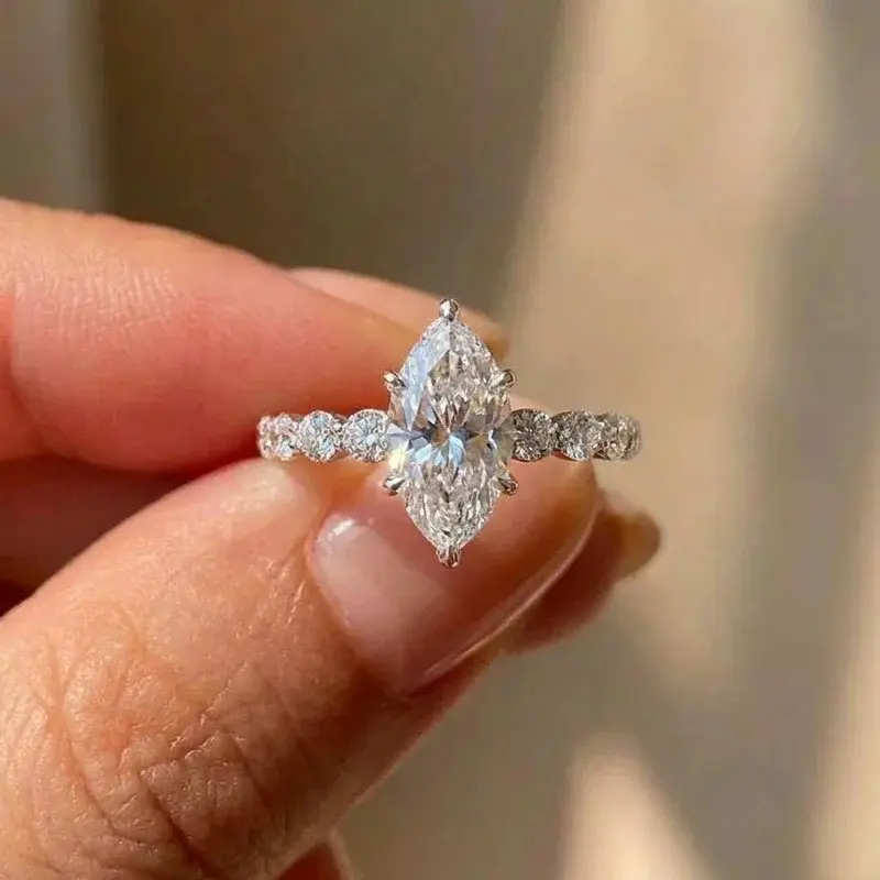 925 Sterling Silver Ring for Women, Modern Marquise Cut Cubic Zirconia Statement Jewelry for Bridal Wedding or Engagement, Statement Ring, Elegant Engagement Ring