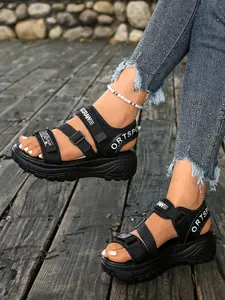 2026 women's summer casual sports thick soled sandals, non slip comfortable outdoor sandals, waterproof platform sandals, convenient Velcro design