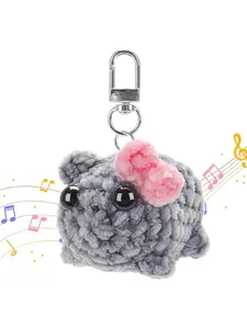 Cute Hamster Design Keychain, Hand-knitted Plush Keychain with Sound, Trendy Cute Keychain, Fashionable Keychain for Women & Girls, Birthday Gift