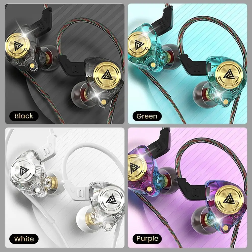 QKZ AK3 Portable Wired In-Ear Earphone, Wired Headphones With Mic, HiFi Subwoofer Noise Cancelling Wired Earphones for Game Sports, 3D Stereo Sound Headphones For Gym & Sports & Game