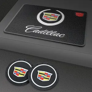 Cadillac Cup Holder Mat, Non-Slip PVC Rubber, Center Console Noise Reduction Pad, Waterproof Interior Decor for Escalade Cts Ats Xts Ct4 Ct5 Xt5 Xt4 Xt6 Ct6 Sls Srx Bls Sts Dts Deville