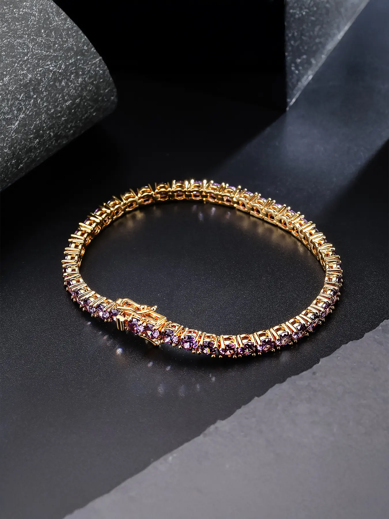1pc  ICED CHICS 4mm purple zircon bracelet, hip-hop casual style accessory, unisex, couple style, Fashionable Couple Bracelet, jewelry accessory, chain bracelet, Couples Bracelet, Fashion Matching Bracelet, Exquisite Trendy Bracelet, Fashion Bracelets