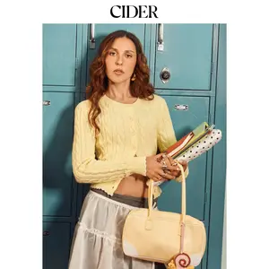 Cider [size 0-26] Cable Knit Round Neckline Button Up Cinched Waist Cardigan