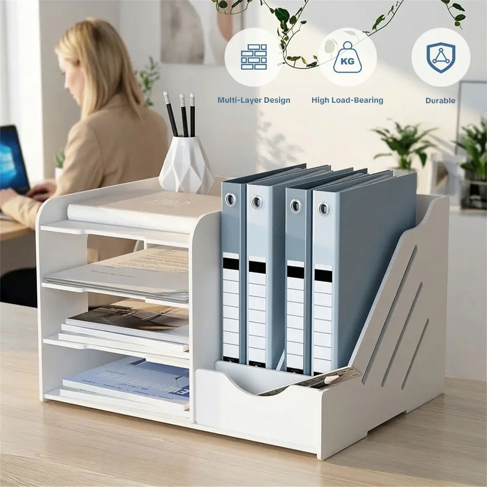 Simple Multi-Functional Office Desk File Rack, Durable Storage Solution for Documents & Papers, Perfect for Home & Office Use