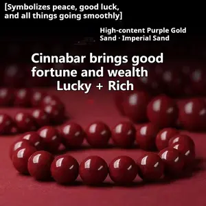 Cinnabar plain ring bracelet good luck fortune purple gold sand single ring bracelet men and women jewelry holiday gift