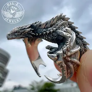 Dragon ring handmade retro niche index finger ring domineering personality accessories for men, the opening design can be adjusted by yourself, daily versatile clothing accessories, party creative eye-catching ring gift