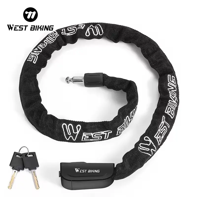 WEST BIKING Bicycle Lock with Key, Anti-theft Bicycle Lock, Security Outdoor Bike Chain Lock, Road Bike Lock, Bicycle Accessories, Cycling Equipment for Electric Motorcycle Bicycle, Locking, Motorbike, Safety, Durable