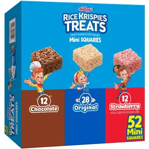Krispies Treats Mini Crispy Marshmallow Squares, Kids Snacks, Lunch Snacks, Variety, 20.1oz Box (52 Bars)