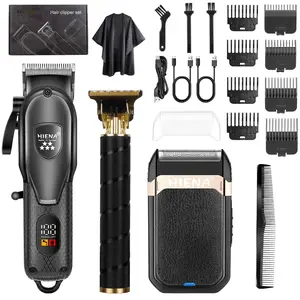 Men's Electric Set with Razor, Barber Hair Clippers, USB Charging, LED Display, 7000 Rpm, Home Grooming and Salon, Men's Gift