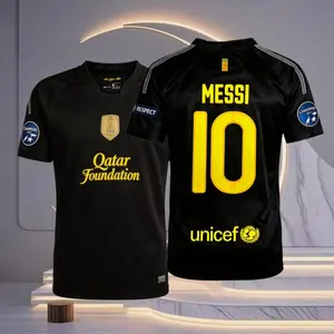 11 12 Barcelona Retro Second Away Black No.10 Messi Short Sleeve Soccer Jersey