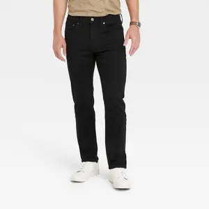 Men's Comfort Wear Slim Fit Jeans - Goodfellow & Co Black 40x32: Heavyweight Denim, Mid Rise, Stretch Fabric