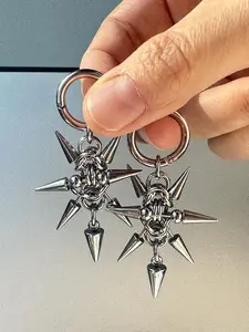 A pair of punk hip-hop statement earrings—stylish and cool pointed cone stud drops—unisex fashion accessories suitable for trendy outfits, everyday commuting, holidays, and parties.