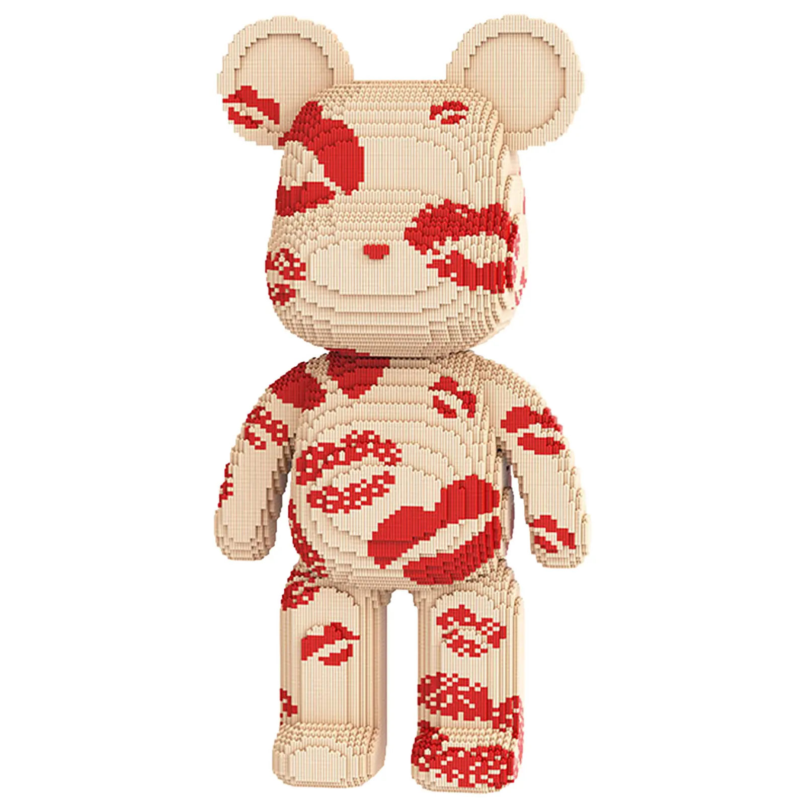 Red Kiss Bear Micro Building Blocks Set, 18300PCS DIY Collectible Figure with Drawer, Creative Project Gift