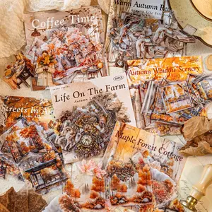 30pcs Autumn Life Series Pet Stickers Pack, DIY Decoration for Scrapbooking & Journals, Perfect for Seasonal Themed Crafts, Scrapbook Page, Scrapbook Materials
