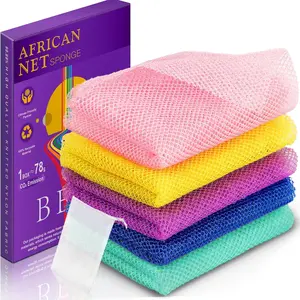 3-6 Pieces Exfoliating Washcloth African Net Sponge Japanese Wash Cloth Shower Towel Face Exfoliating Sponge Loofah Exfoliating Body Scrubber