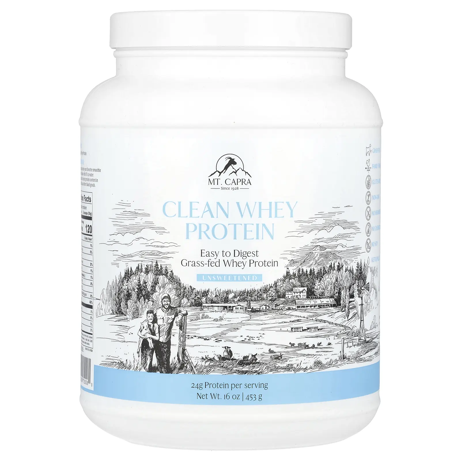 Mt. Capra Clean Whey Protein, Unsweetened, 16 oz (453 g)