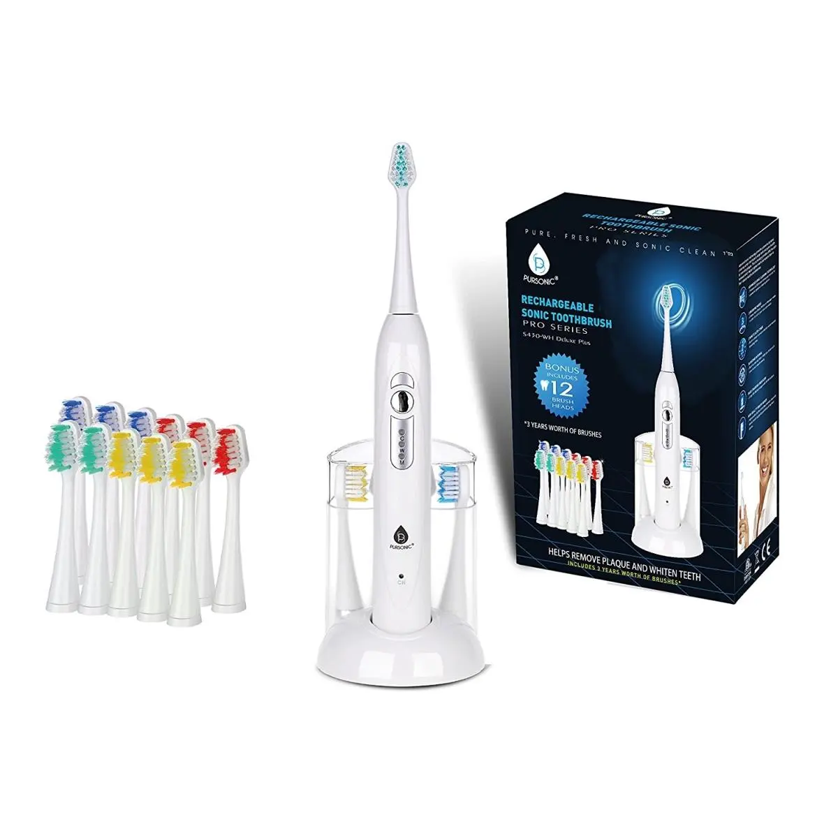 212 MAIN Rechargeable Electric Pet Grooming Oral Care Toothbrush for Dogs & Cats - 40000 Strokes/Min, White, Deep Cleaning, Plaque Removal, Auto Timer, Multiple Brush Heads Included