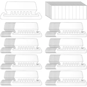 200 Pcs File Folder Tabs and 200 Pcs 2 Inch Hanging File Inserts Labels, Plastic Files Folder Tabs for Hanging Folders Files (Transparent)