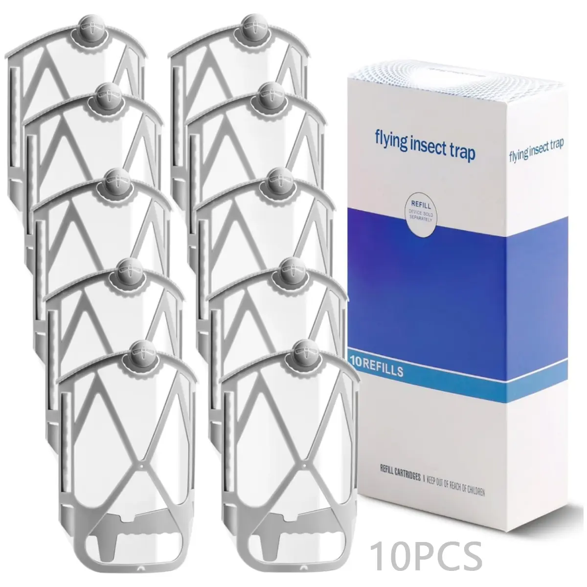10-Pack Flying Trap Refills Compatible with zzevo M364, M364A & Max Series, Long-Lasting Sticky Glue Cartridges for Gnats, Fruit Flies and Flying Insects