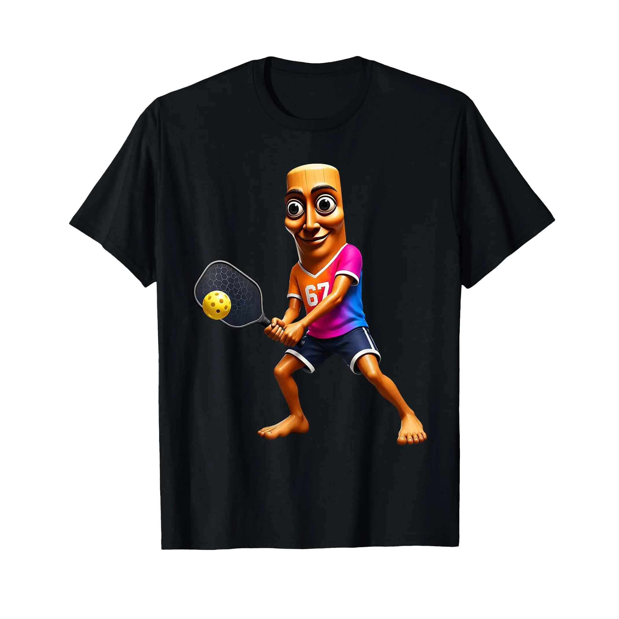 Men's 100% Cotton Crew Neck Graphic T-Shirt - Breathable Fabric, Funny Tung Sahur Brainrot Pickleball Casual Wear