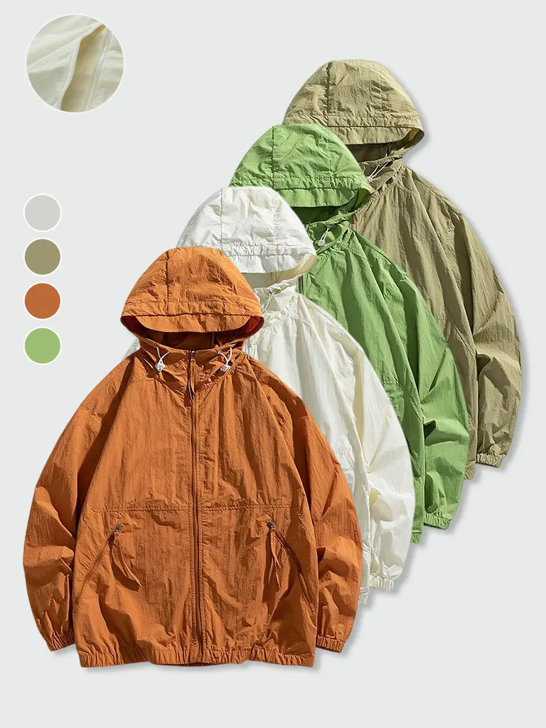 Men's Ultra-Thin Sun Protection Jacket, Hood Design, Unisex Sun Protection Jacket，UV-Blocking, Breathable, Lightweight Material, Ideal for Outdoor Activities, Running, Fishing