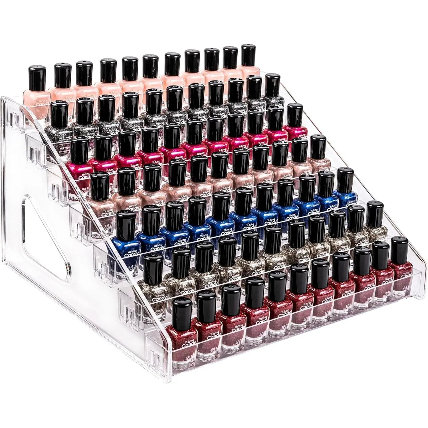 7-Layer Clear Acrylic Nail Polish Storage Rack, Durable Stackable Organizer for Makeup & Essential Oils, Easy-to-Install Bottles Organizer Racks & Displays