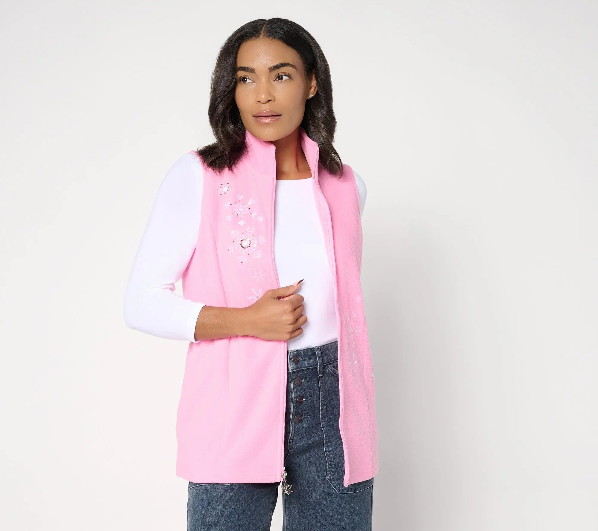 Quacker Factory Blizzard Fleece Zip-Up Vest