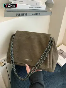 Women's Fall/Winter Suede Shoulder Bag with Fashion Woven Chain, Ideal for Commuting and Shopping, Perfect Gift Chain Bag