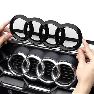 4 Rings Logo ABS Chrome Black Car Front Hood Emblem Bonnet Badge Rear Trunk Badge For Audi A3 A4 A5 A6 A7 A1 Q2 Q3 Q5 Q7 Q8 Car Accessories