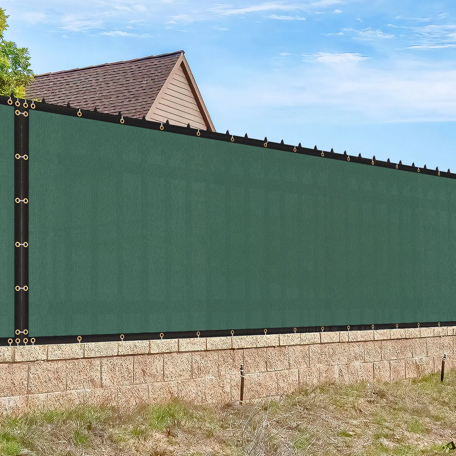 Fence Privacy Screen, 6x50 ft Privacy Fence with Brass Grommets, HDPE Fabric Mesh Elegant Cover, Dark Green Outdoor Shade Canopy for Backyard, Patio, Backyard Decor, Sunshade Canopy, Patio Decor Privacy,summerwins