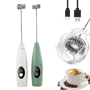 Upgraded Milk Frother, USB Rechargeable Handheld 3 Speed Adjustable Detachable Stainless Steel Whisk Drink Mixer Electric Milk Bubbler for Coffee Matcha Latte Cappuccino Hot Chocolate, Ideal for Coffee Lovers Baristas & Home Use
