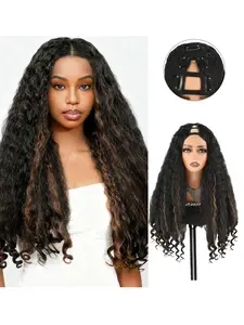 26-Inch New African Curl V-Shaped Part Synthetic Braided Wig, Unique Elastic Curls, Skin-Friendly Clip-In Half Wig, No Hair Needed