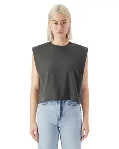 American Apparel Women's 307GD Sleeveless Muscle Tank - Round Neck, Boxy Fit, Stitch-Detailed, Plain Minimalist, Garment-Dyed, 100% US Heavyweight Cotton, Breathable Lightweight Casual Everyday Clothes Basic Top